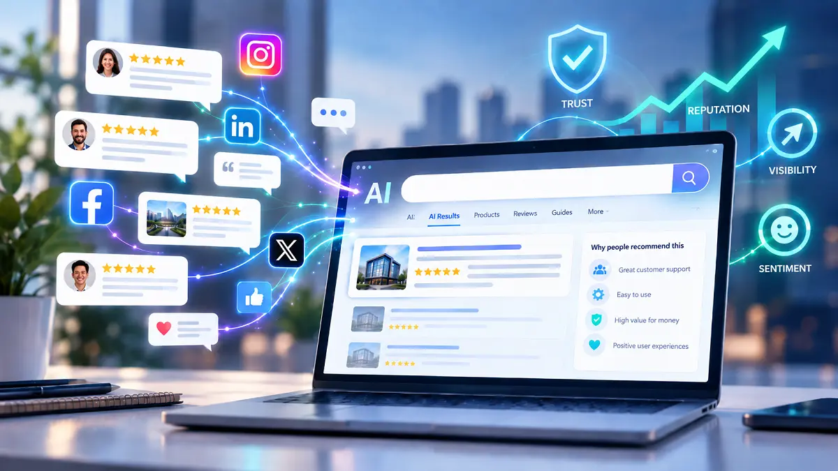 Reviews and social media shaping brand reputation in AI search